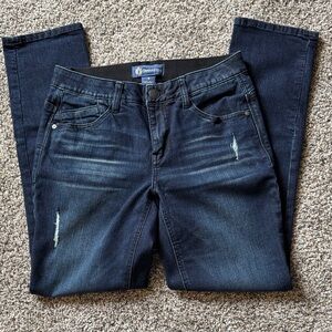 Democracy Dark Blue Skinny Jeans with Light Distress